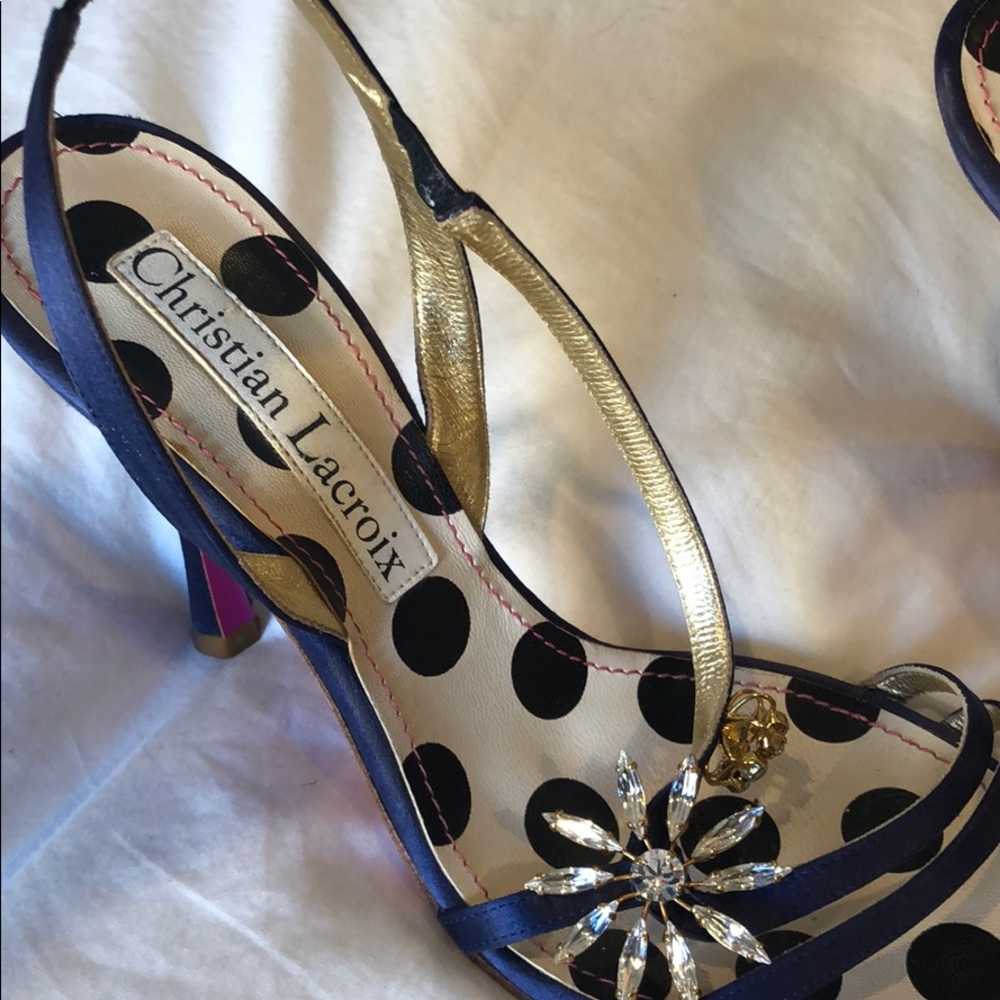 Christian Lacroix navy strapy crystal heals cy